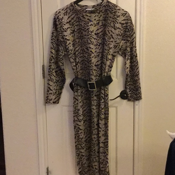 NWT Zara brown belted zebra animal print dress - Picture 3 of 5